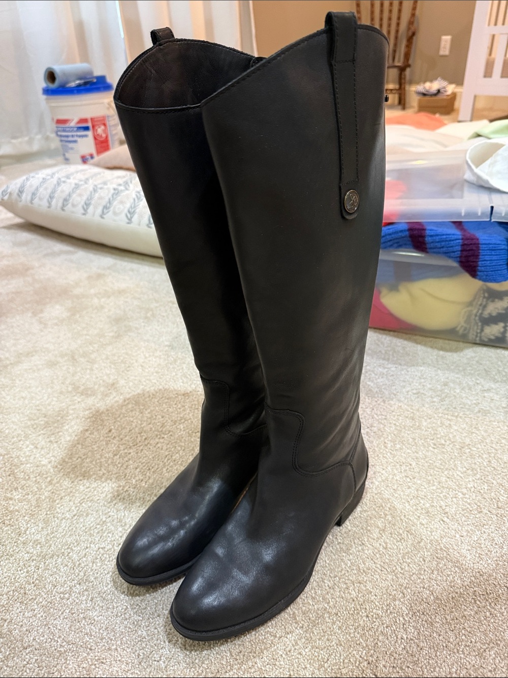 Sam Edelman Black Tall Leather Riding Boots